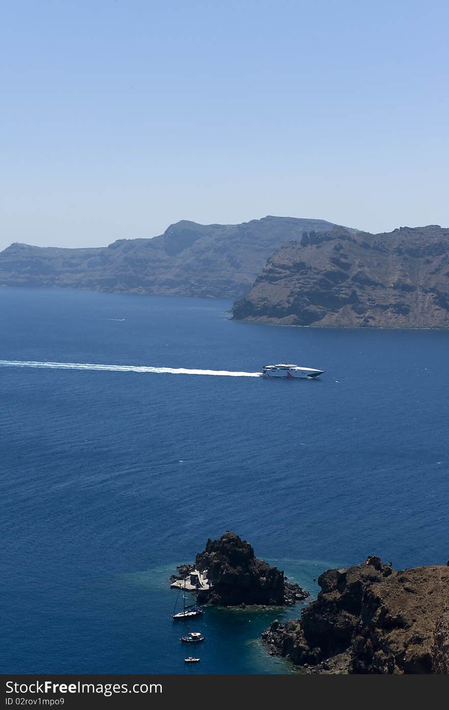 Gorgeous view of romantic Santorini's coast. Greece.