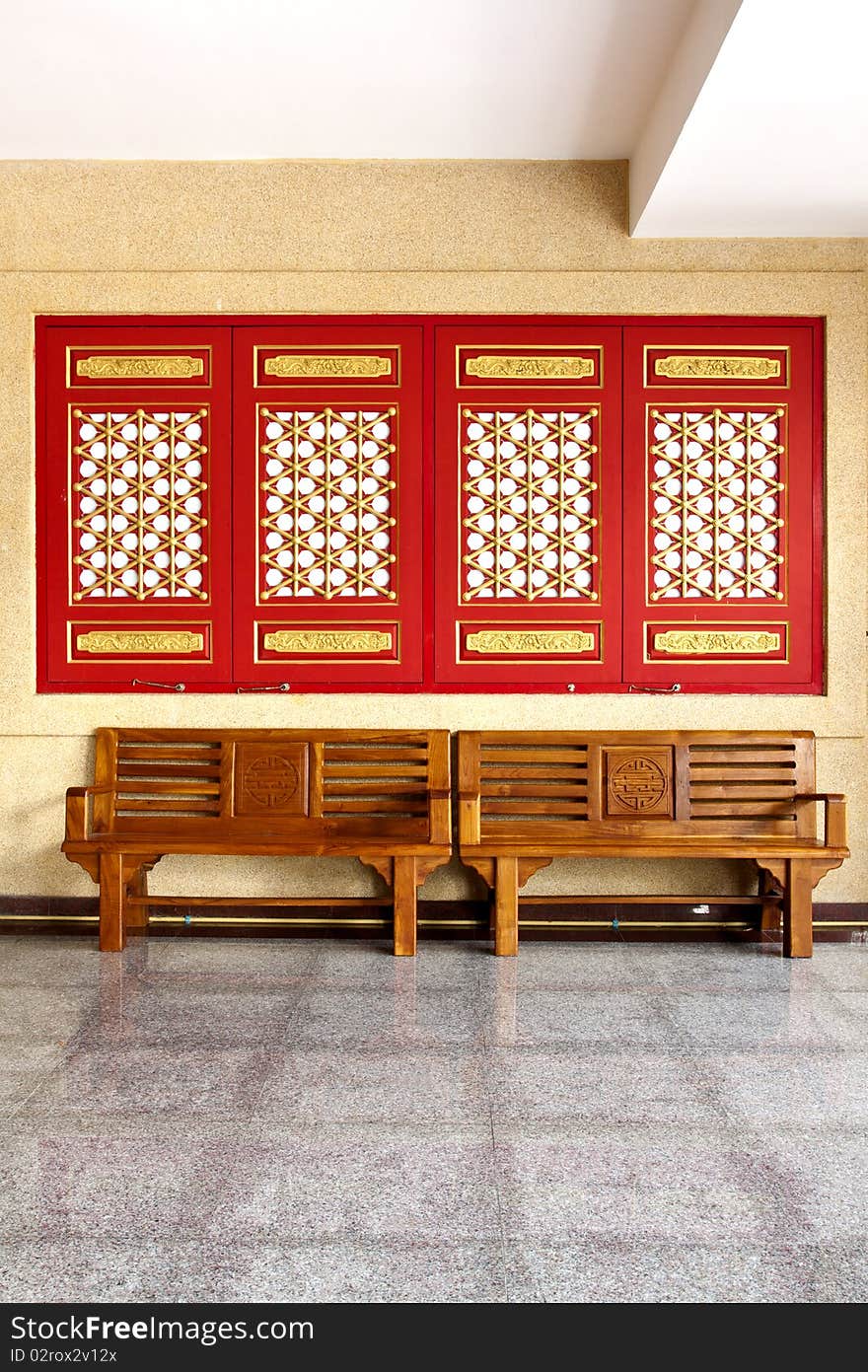 Public chair and window on the marble. Public chair and window on the marble