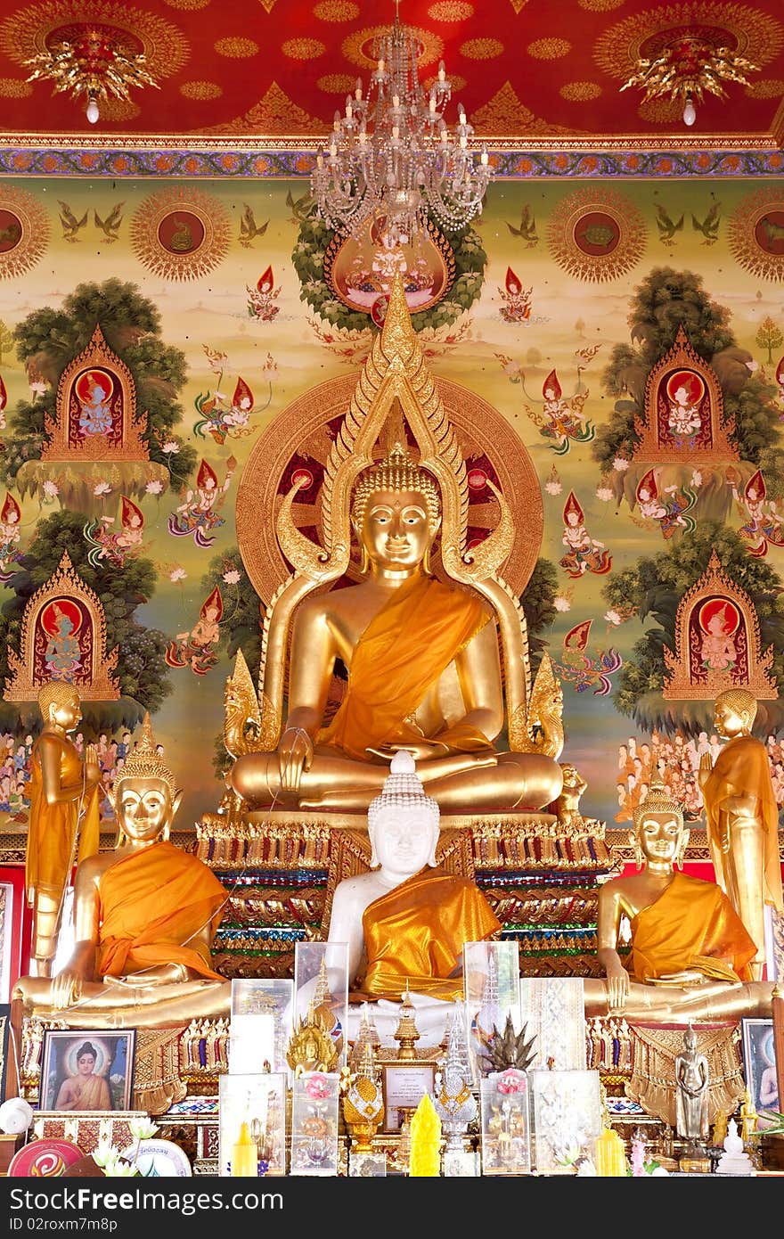 Temple of thailand and Buddha statue