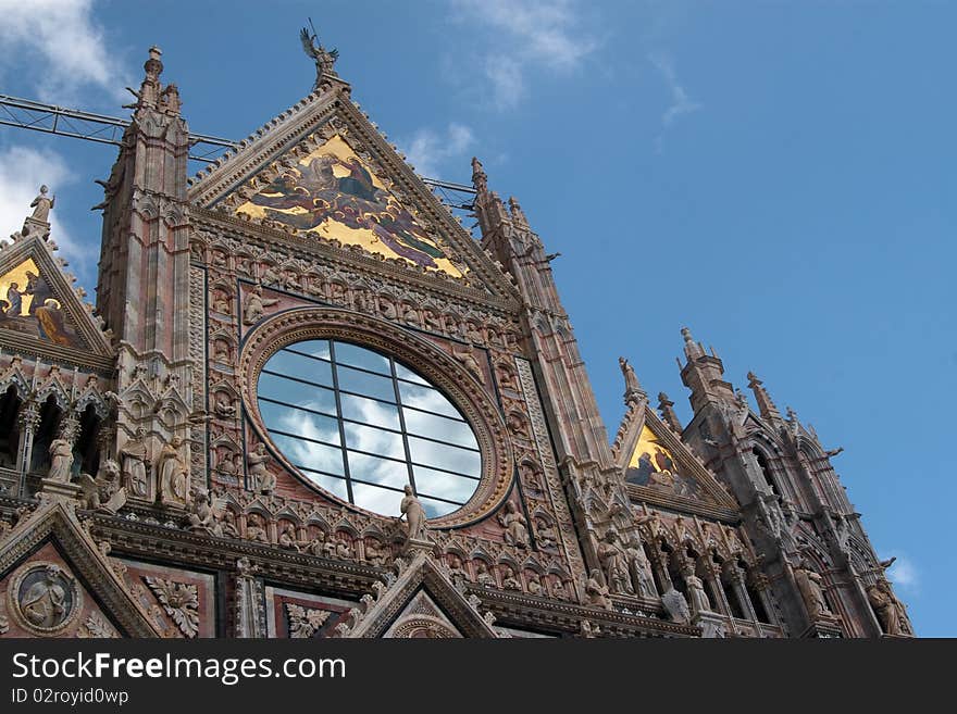 Details of facade of Cathedral in Siena, Tuscany, Italy