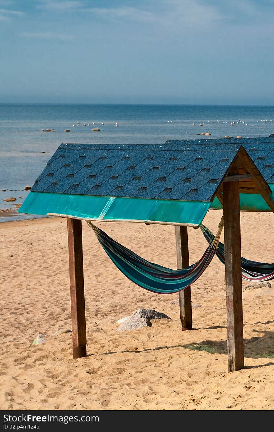 Hammock on the sea coast.