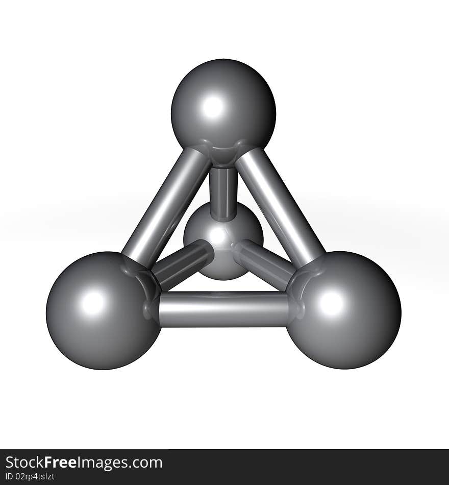 Simple metallic grey molecular structure rendered in 3D. Simple metallic grey molecular structure rendered in 3D