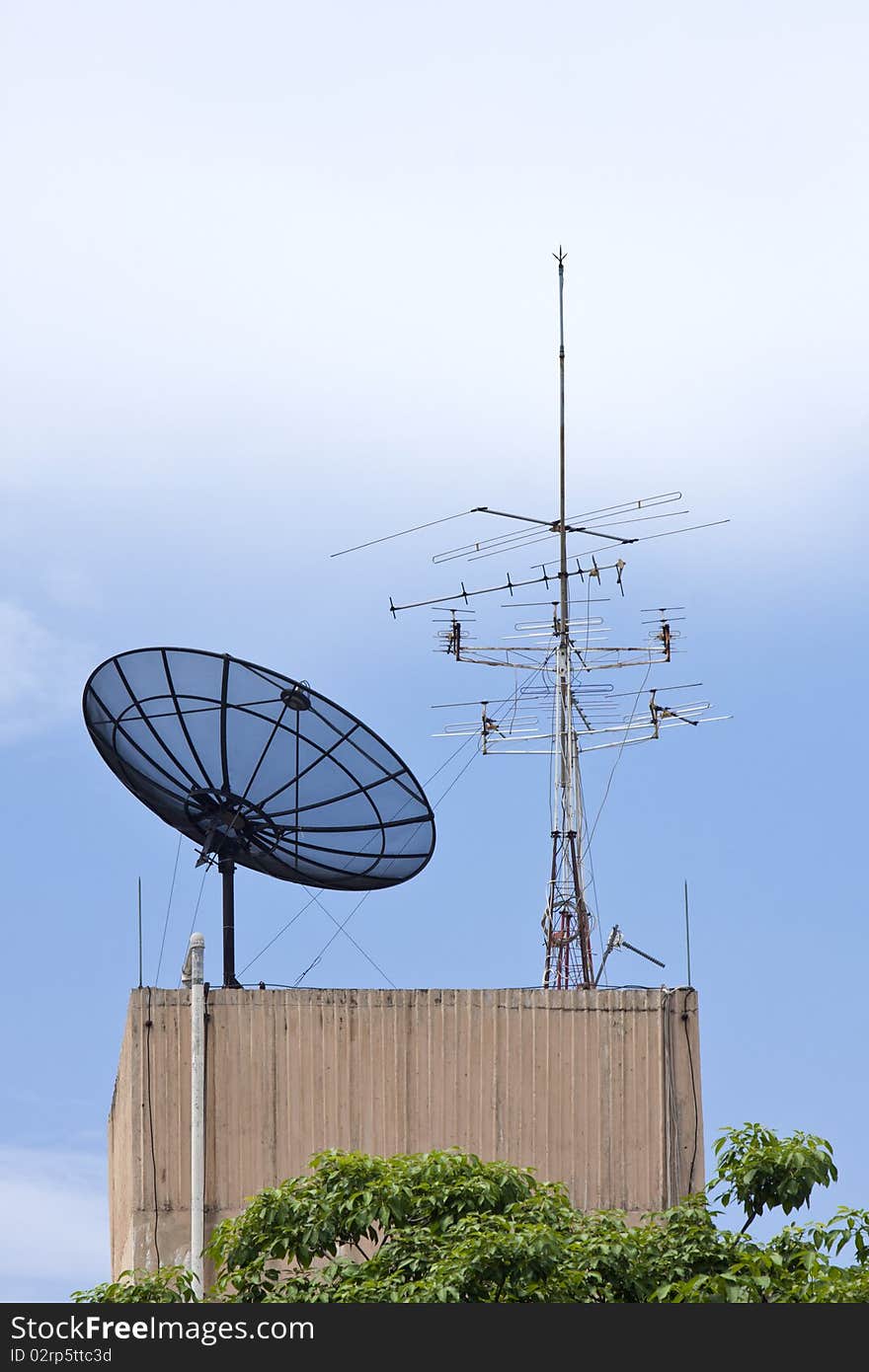 Satellite Building on background sky