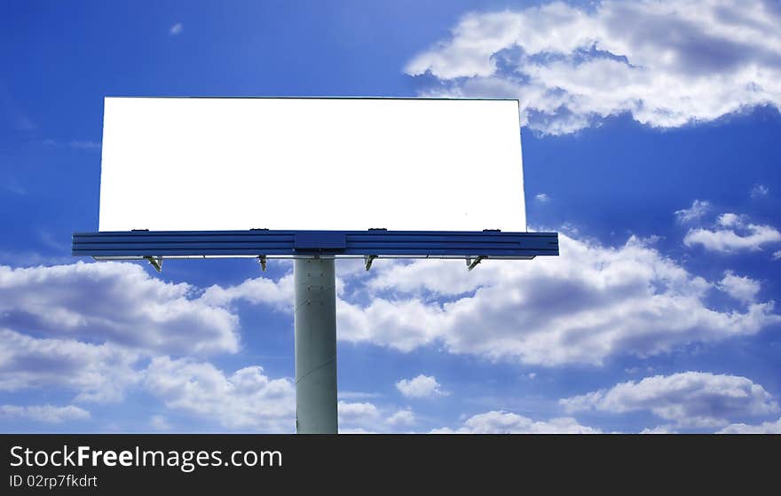 Big blank billboard with blue sky