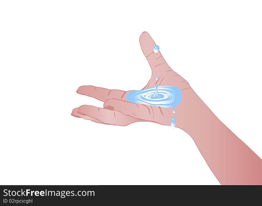 Vector illustration a palm of the person with water.