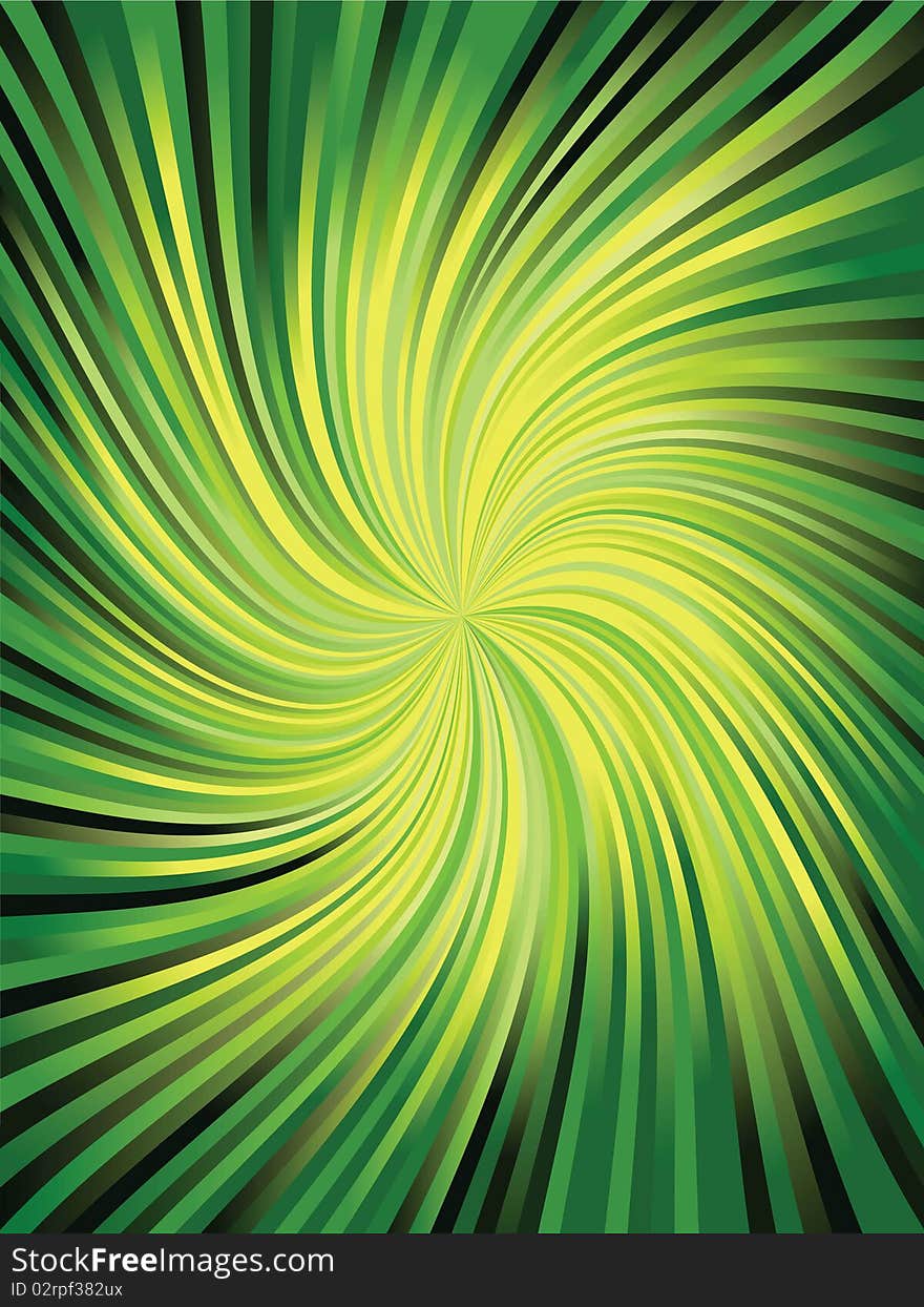 Green Rays. Background. Vector Illustration.