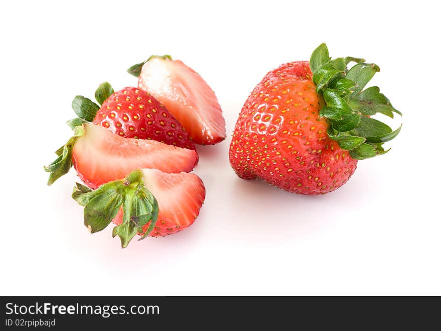 Strawberries isolated on white background.