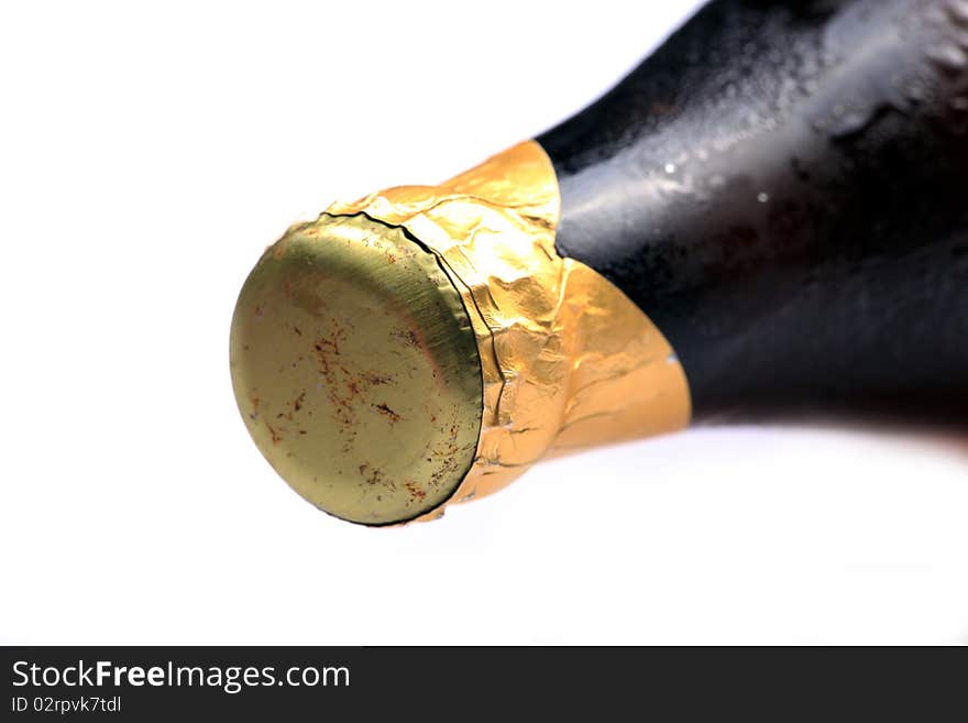 Closeup shot of  beer bottle crown with white background.