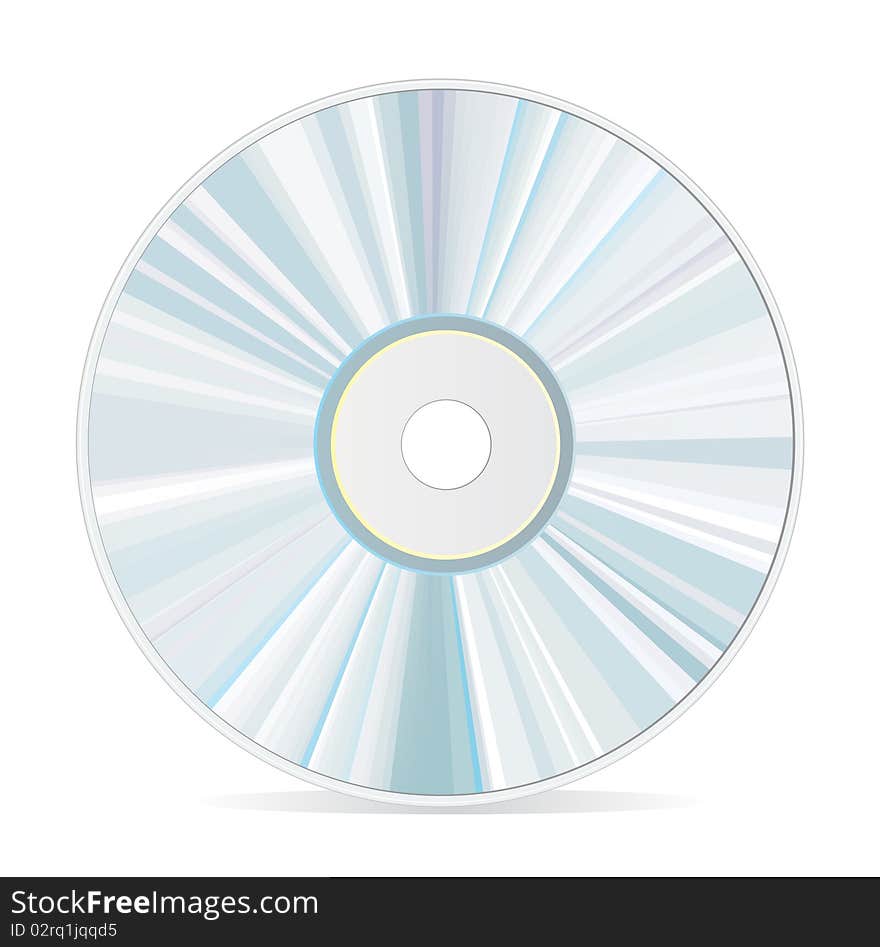 Blue compact disc on white background