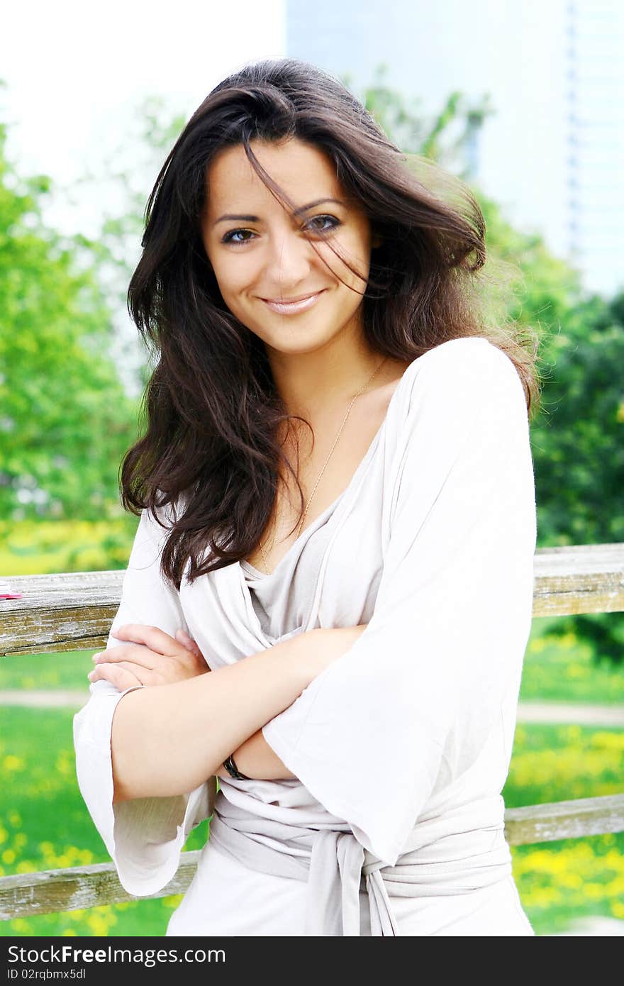 Beautiful woman in  park