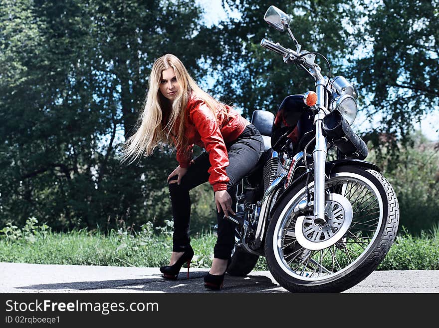 Attractive motorbiker