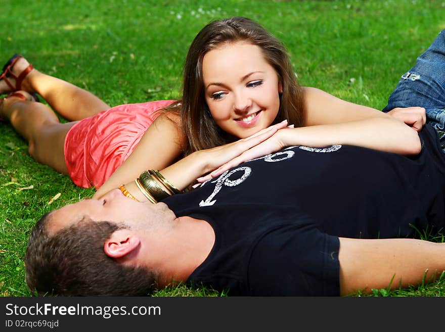 Young couple in the park. Young couple in the park