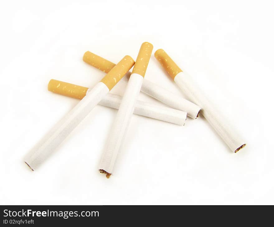 Some cigarettes close up macro isolated