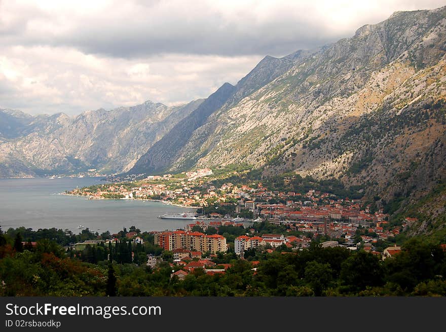 Spectacular and picturesque view on Boka Kotorska in Montenegro