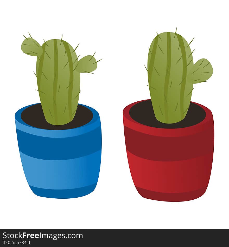 Vector illustration: two cute cactus.