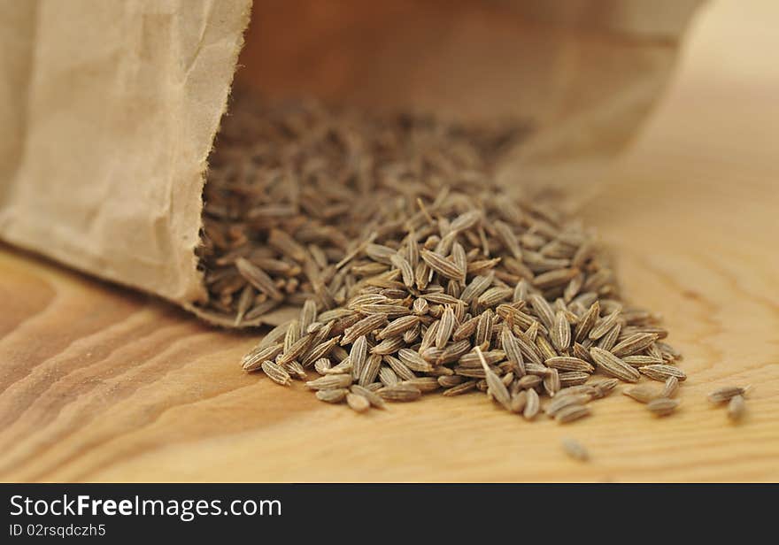 Bean cumin on the wood.