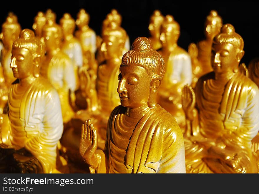 Group of Golden Buddha Statue