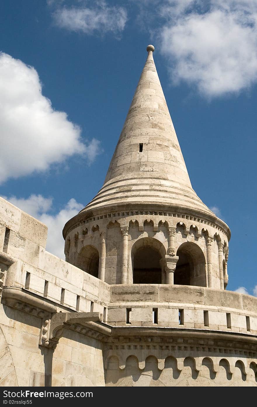 Tower of Fishermen's bastion in Budapest, Hungary