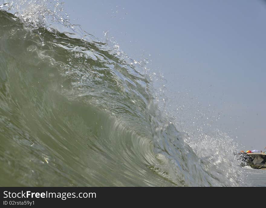 Cresting ocean wave in Atlantic