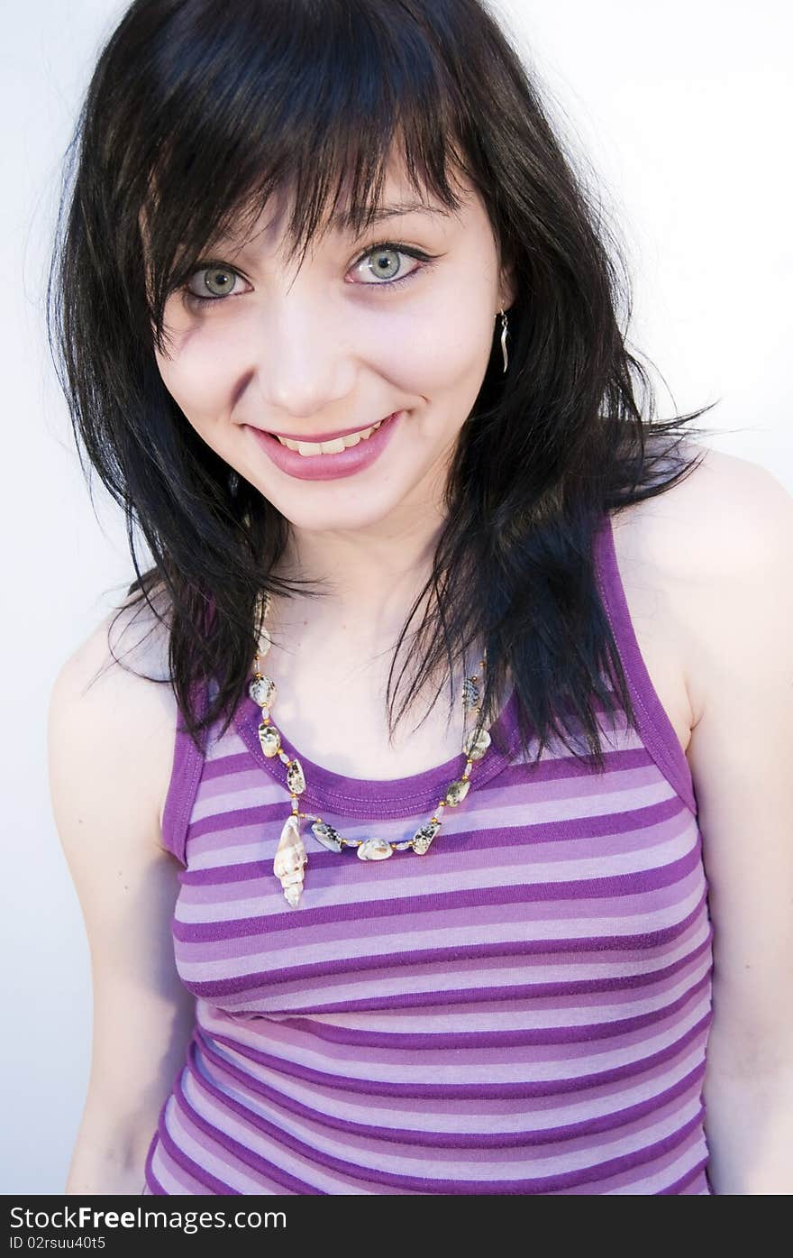 Brunette Girl with purple camisole