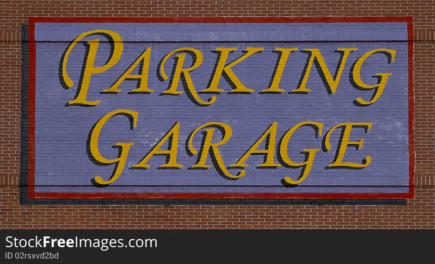 Sign giving directions for motorists to the parking garage