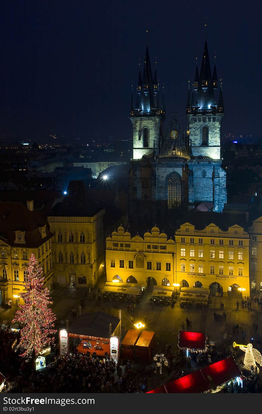 Old Town Square at Christmas time, Prague, Czech Republic