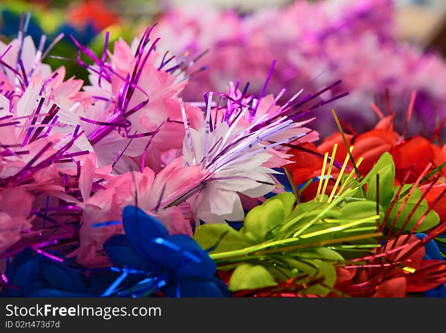 Artificial colorful wreath.