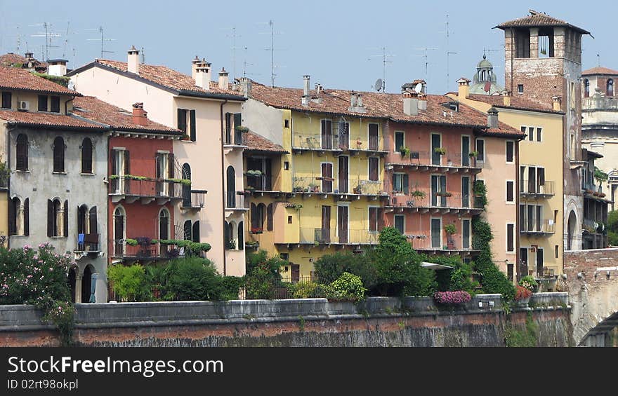 View of old houses in Verona