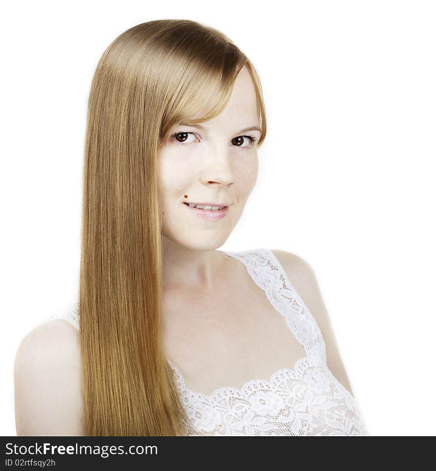 Young woman with luxuriant healthy long hair