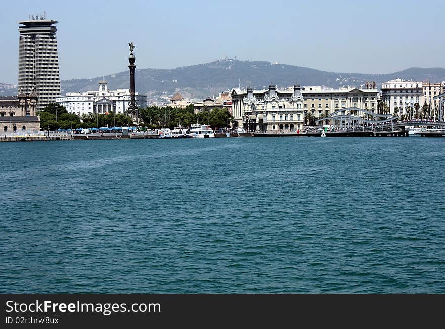 Panoramic view on Barcelona port and city. Panoramic view on Barcelona port and city