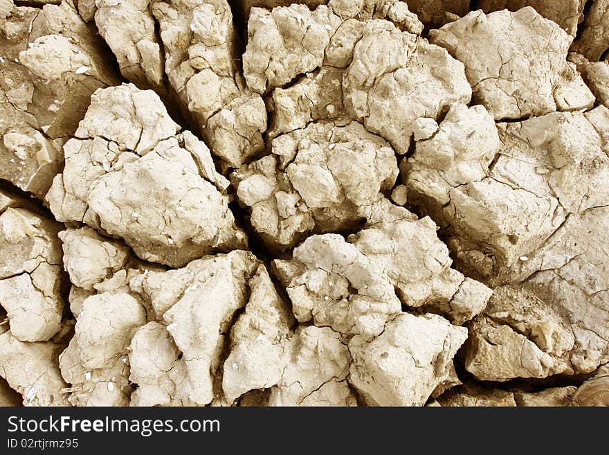 View of cracks in dry earth