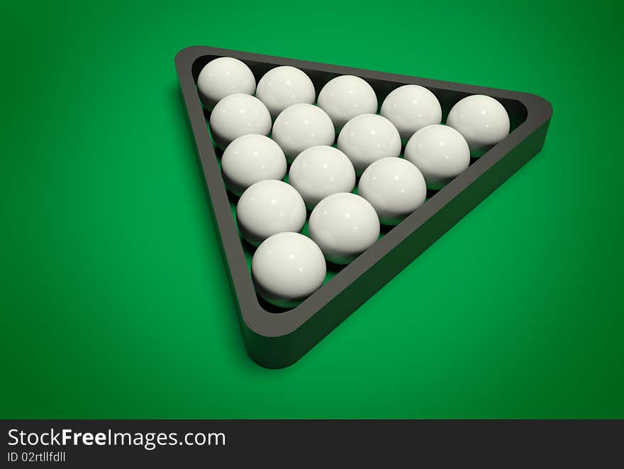 Billiards ball on a green table