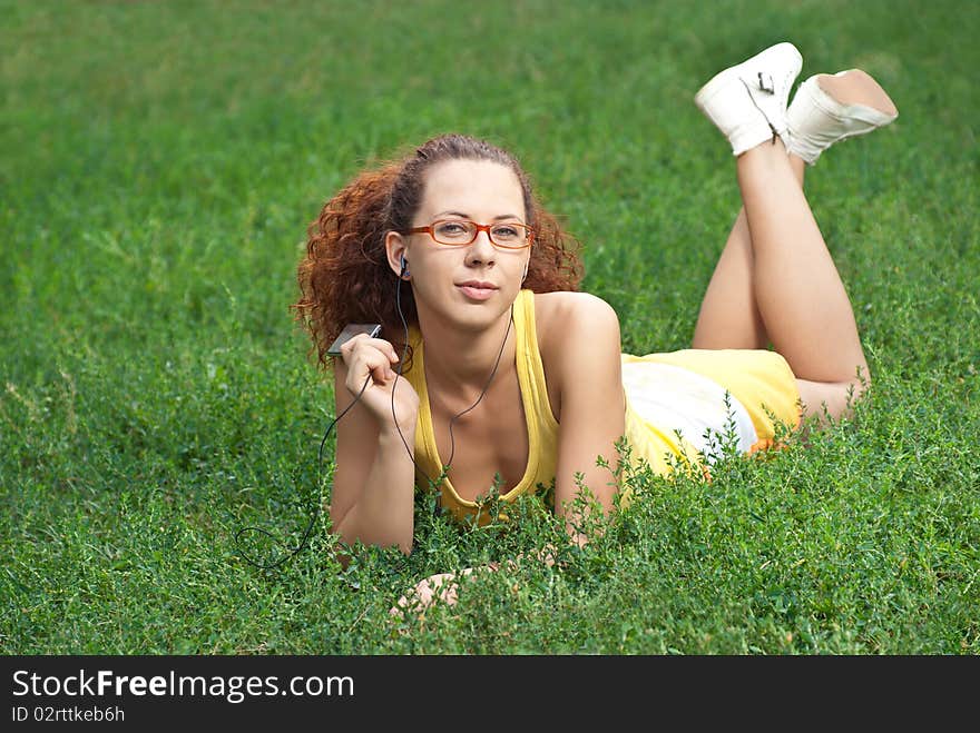 Young Woman resting on a meadow. Young Woman resting on a meadow