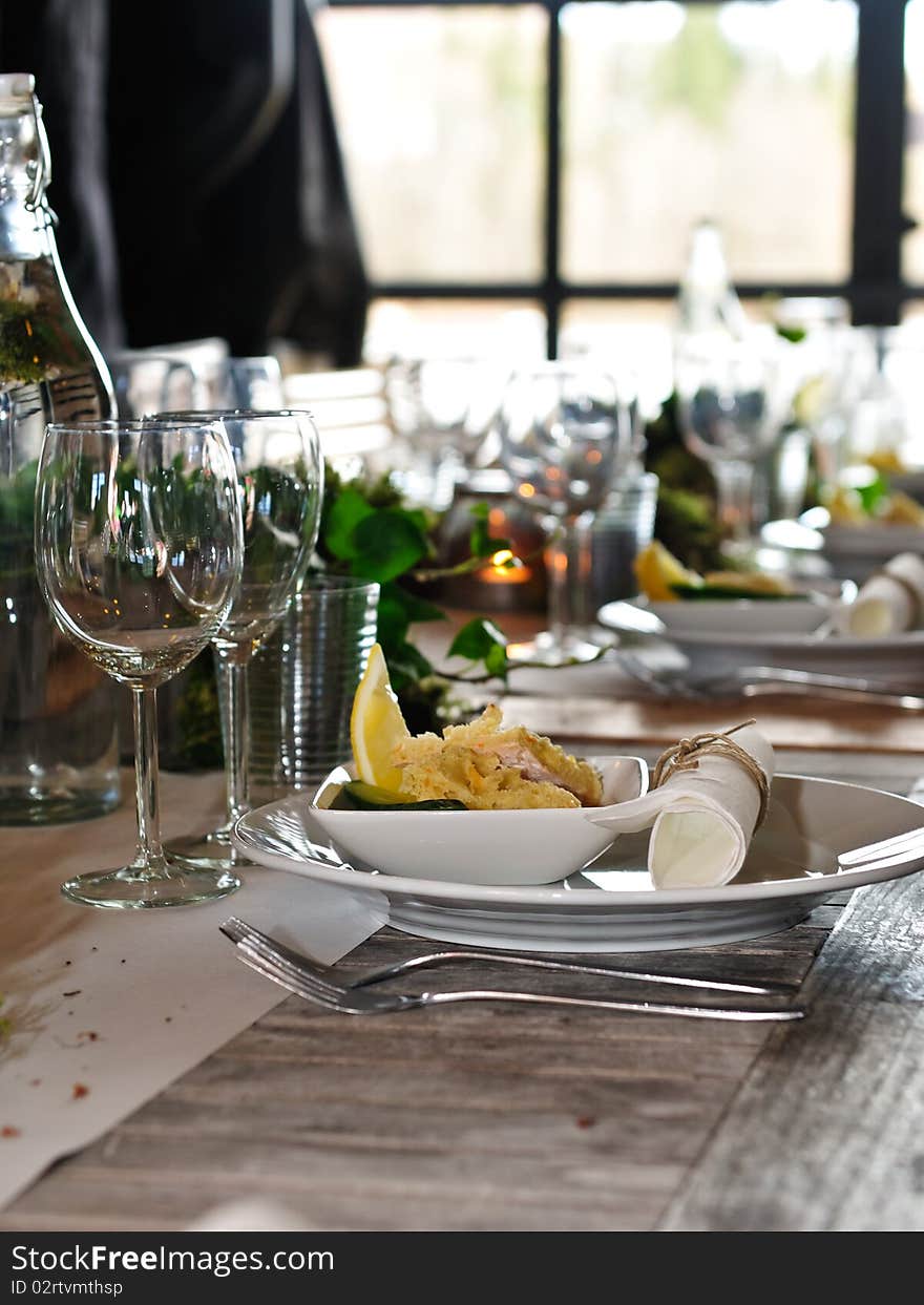 Tablesetting indoor in an old enviorment