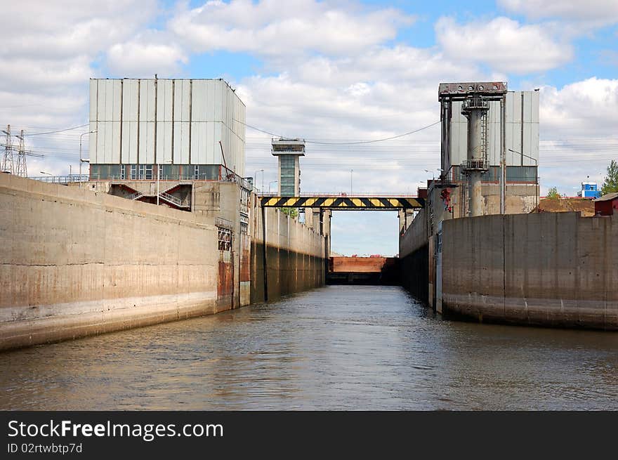 Sluice on the River Volga, Russia