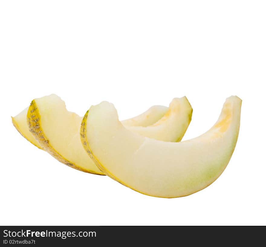 Juicy, ripe melon on a white background