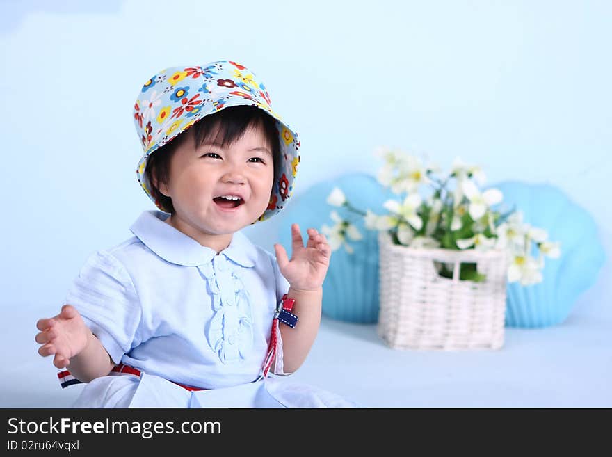 Cute baby girl in lovely hat