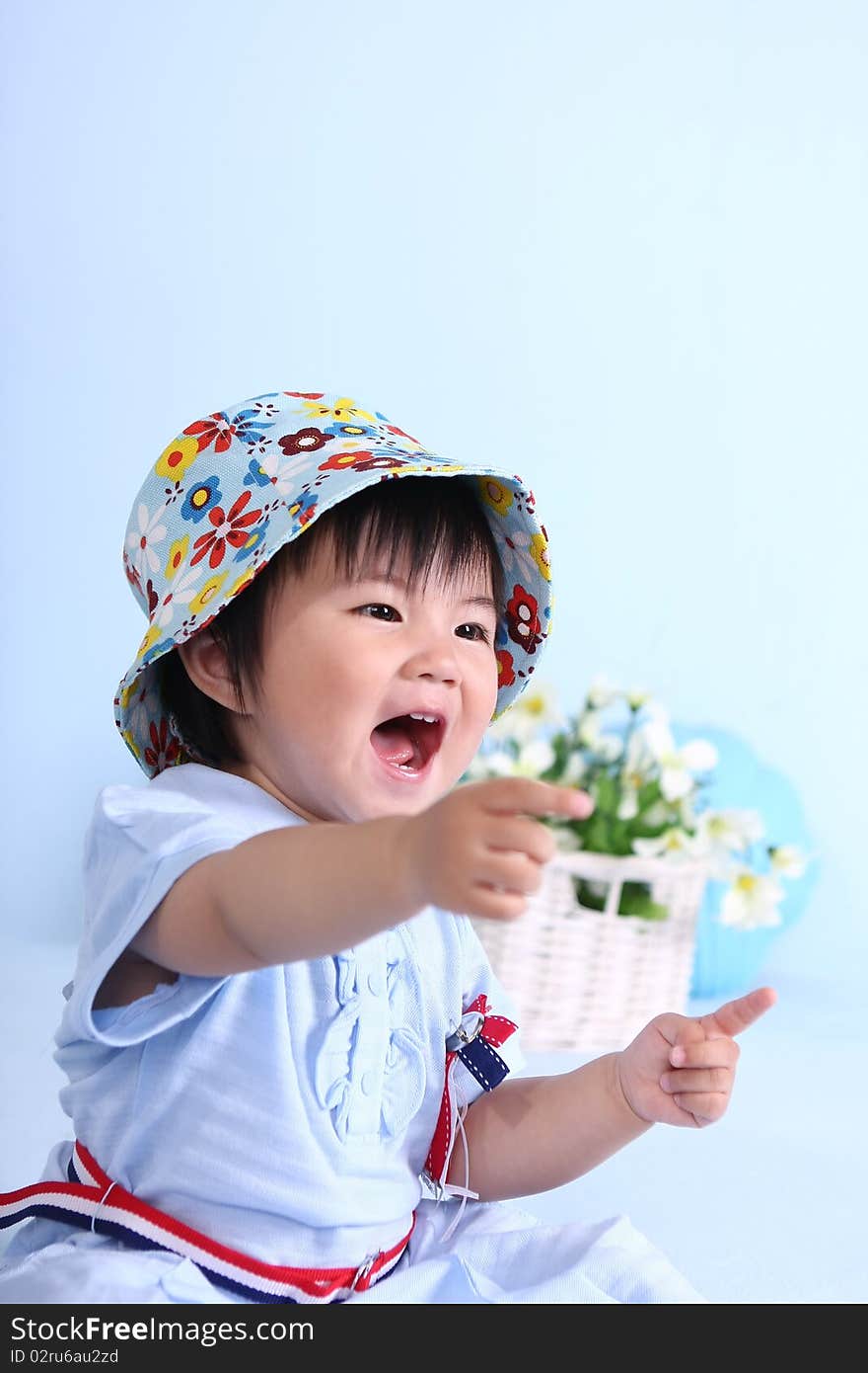 Laughing girl in lovely hat. Laughing girl in lovely hat