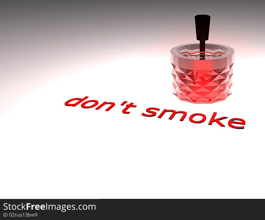 3D Illustration about smoking - ashtrays with letters. 3D Illustration about smoking - ashtrays with letters