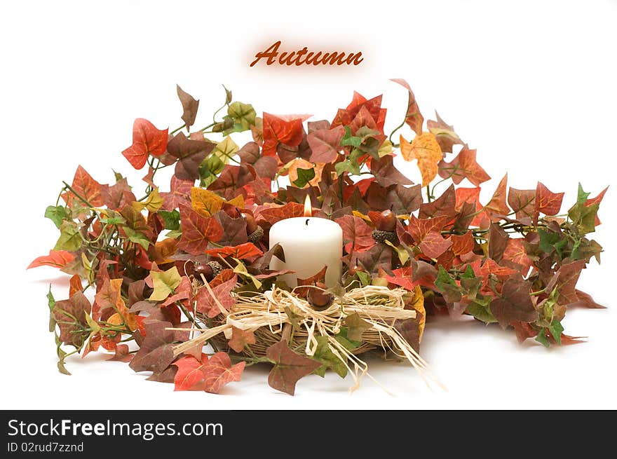 Autumn Candle and leaves