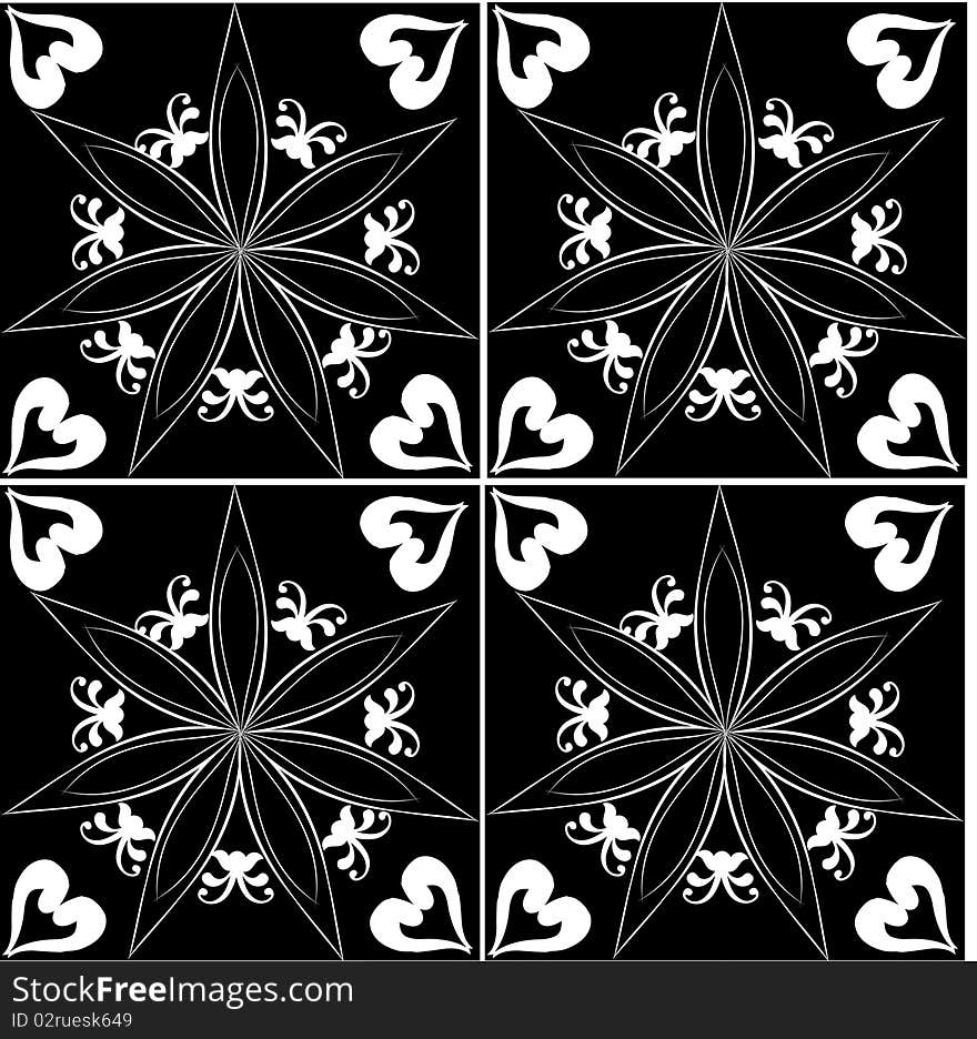 Decorative border in black background. Decorative border in black background