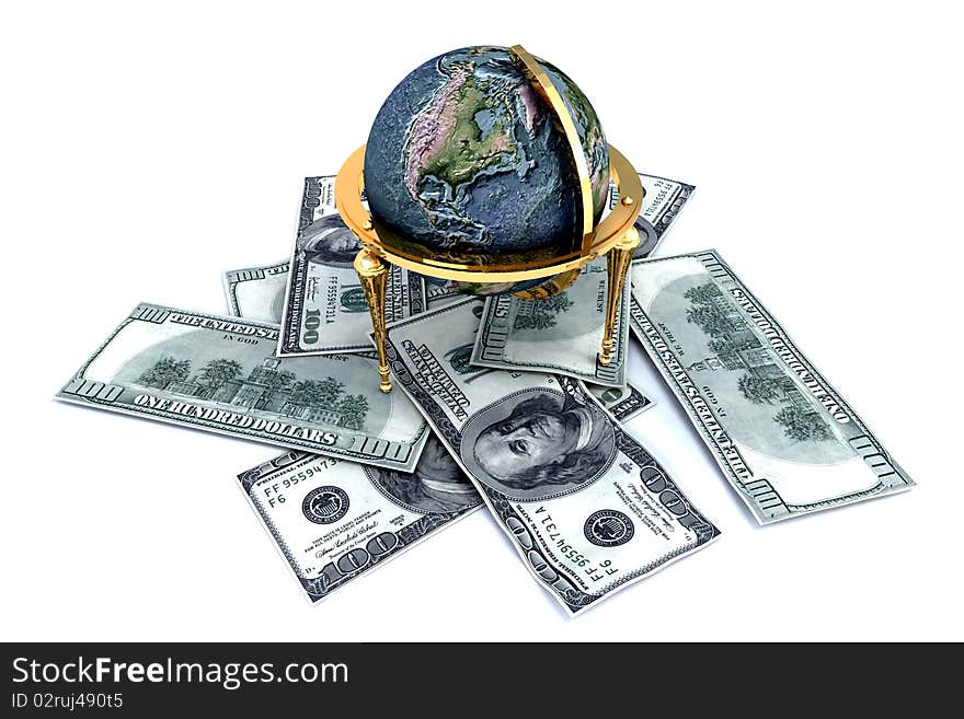 Globe stands on the dollar. Globe stands on the dollar