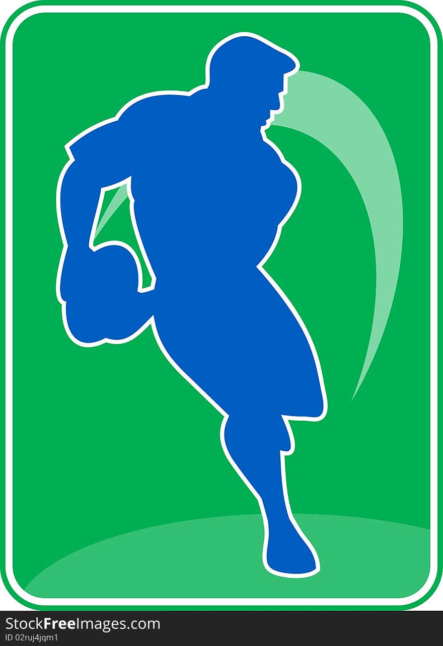 Rugby player running passing ball