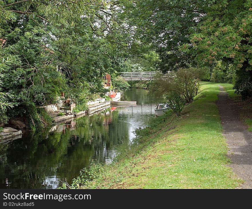 A river with trees on both banks