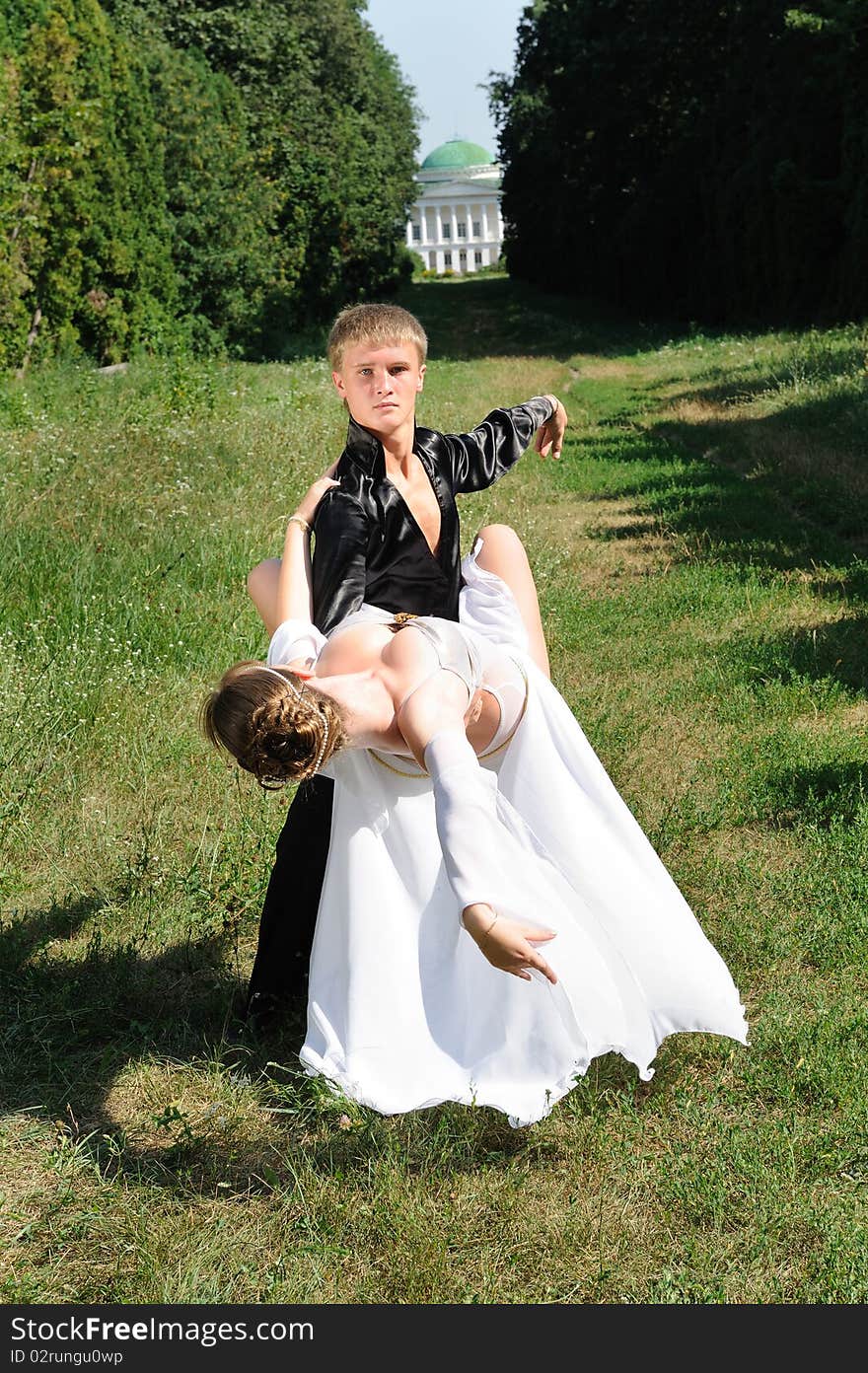 Dancing couple outdoors  in park