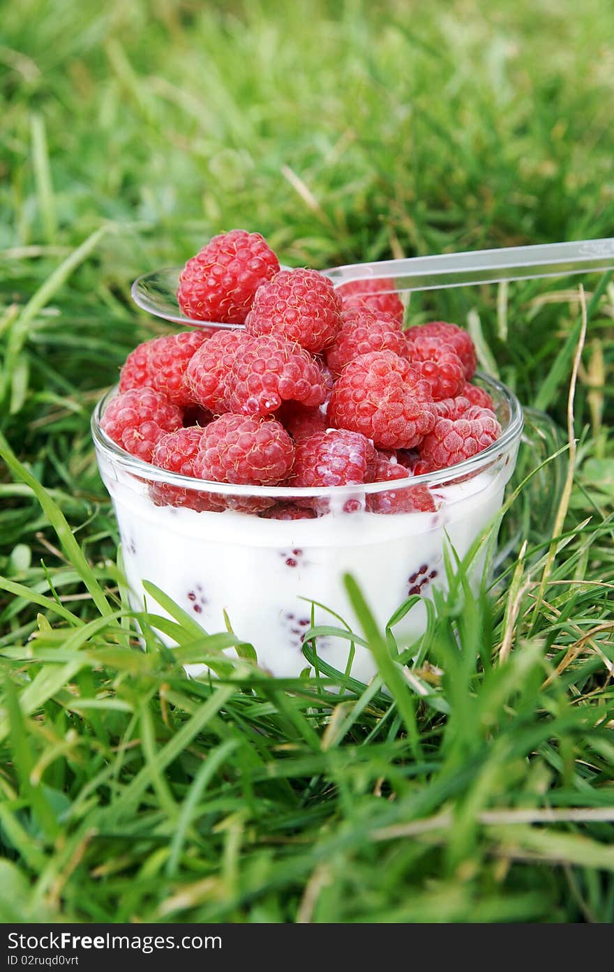 Fresh Raspberries With Milk