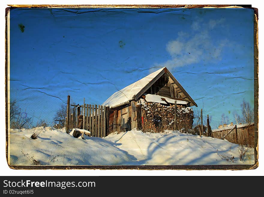 Rural house on aging photography