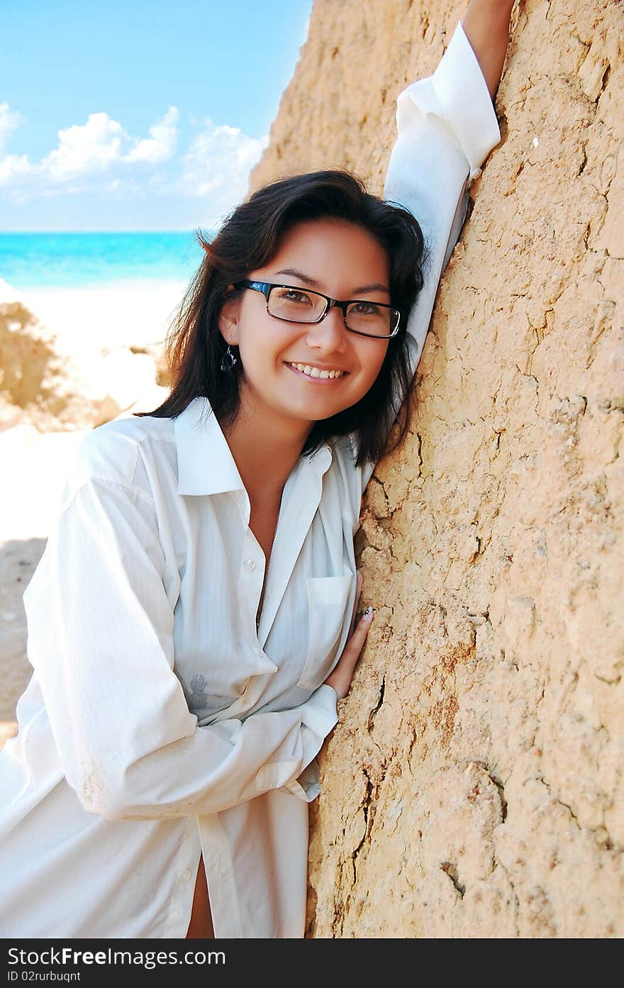 A young girl on the beach