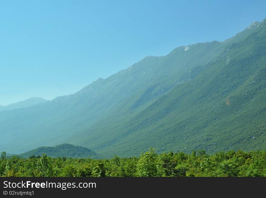 This is one of the beautiful croatian mountans called Biokovo, photo is taken from the car on the highway. This is one of the beautiful croatian mountans called Biokovo, photo is taken from the car on the highway