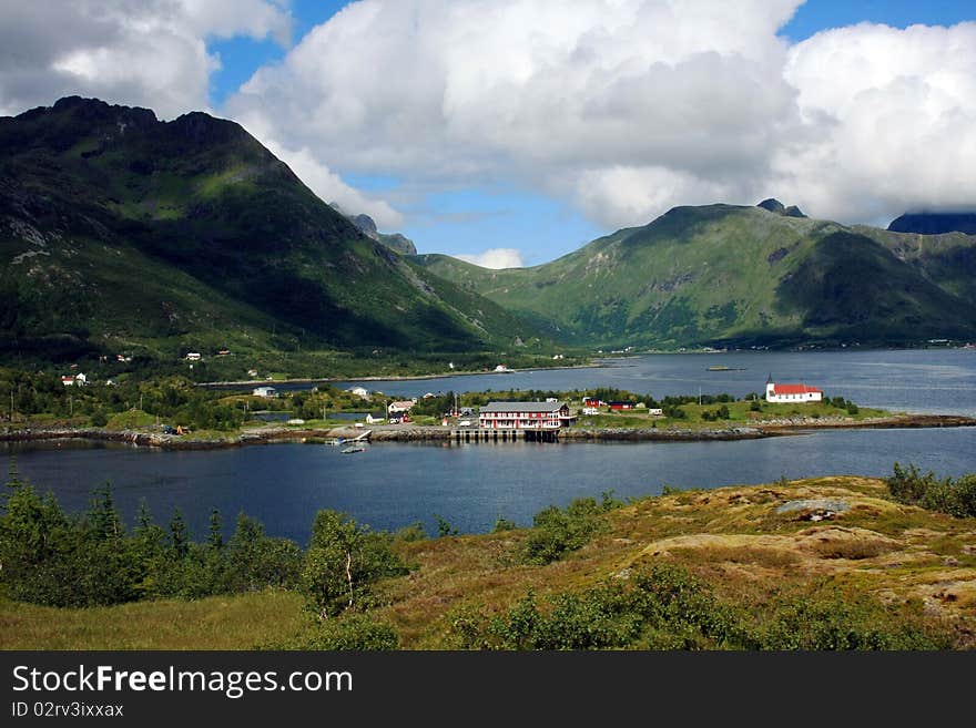 The view on rhe beauty landscape in Lofoten islands, Norway. The view on rhe beauty landscape in Lofoten islands, Norway